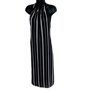 Three Hearts Black and White Striped Maxi Dress